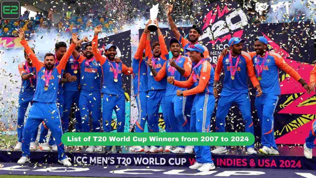 List of T20 World Cup Winners from 2007 to 2024