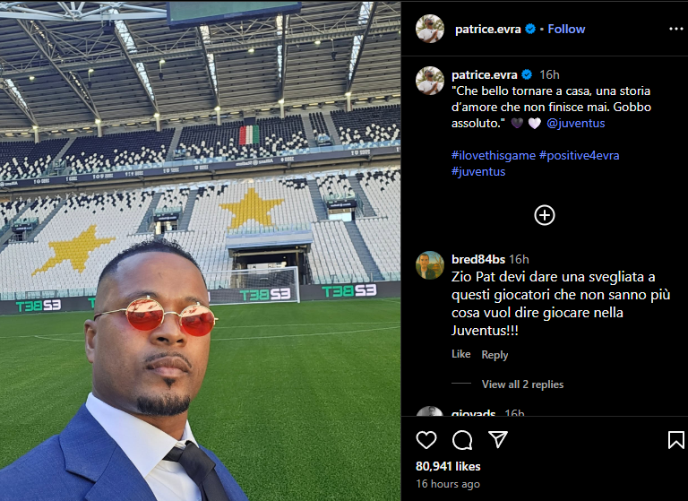 Patrice Evra Returns ‘Home’ with E2bet Selfie – Juventus Legend Shares Heartfelt Message