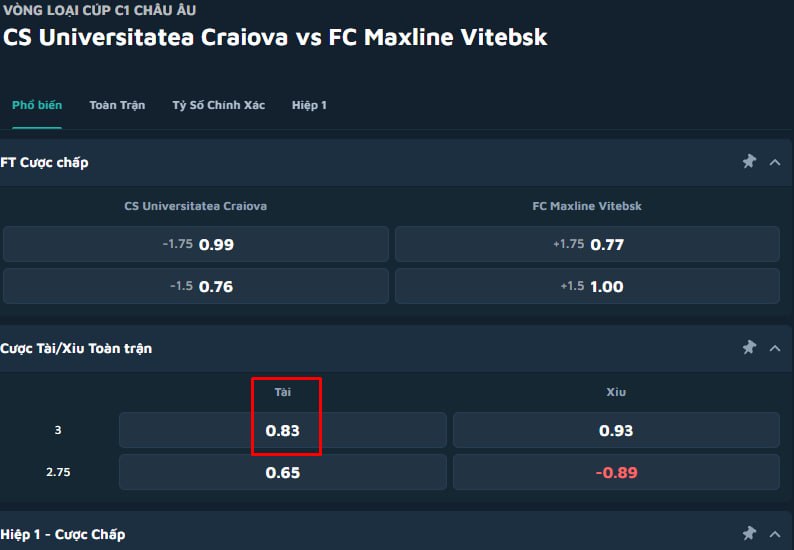 CS Universitatea Craiova vs FC Maxline Vitebsk