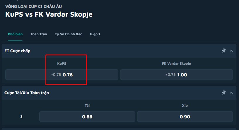 KuPS vs FK Vardar Skopje