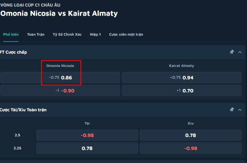 Omonia Nicosia vs Kairat Almaty