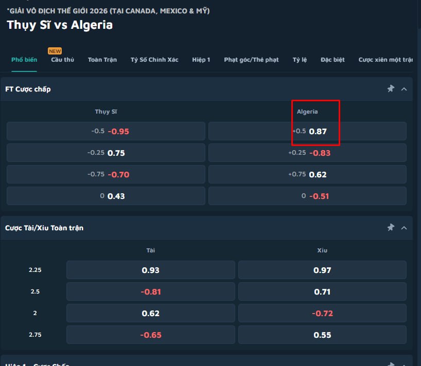 Switzerland vs Algeria