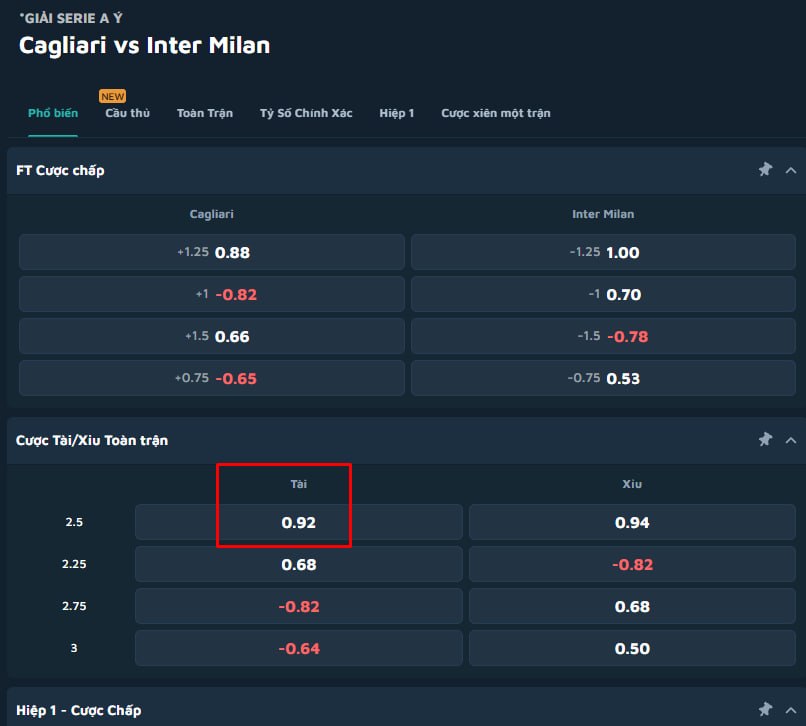 Cagliari vs Inter Milan