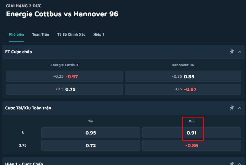 Energie Cottbus vs Hannover 96