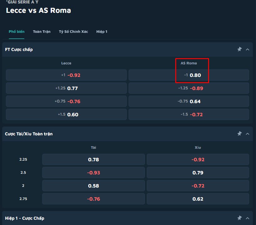 Lecce vs AS Roma
