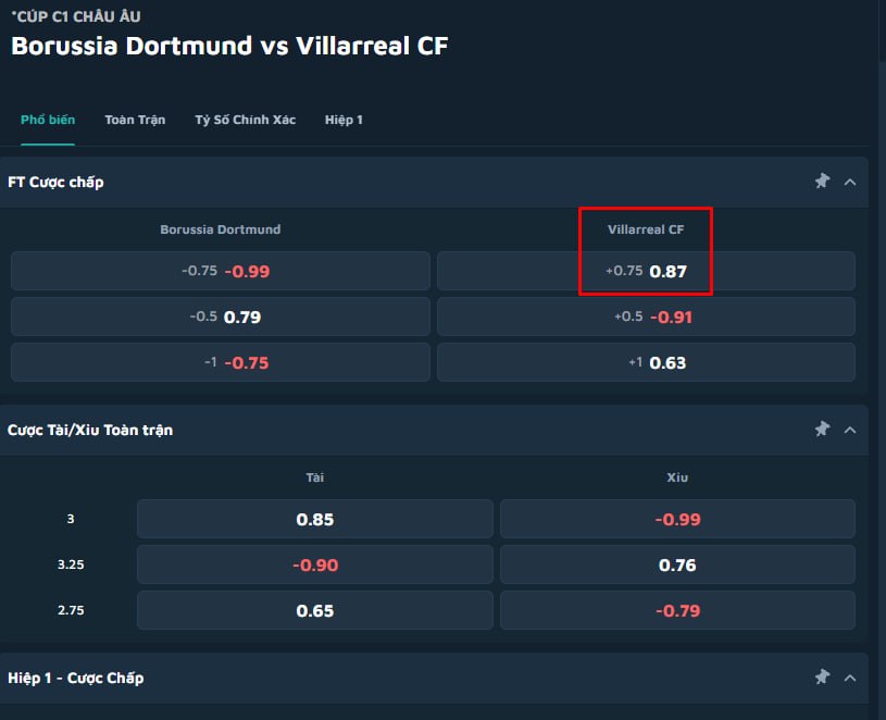 Borussia Dortmund vs Villarreal CF