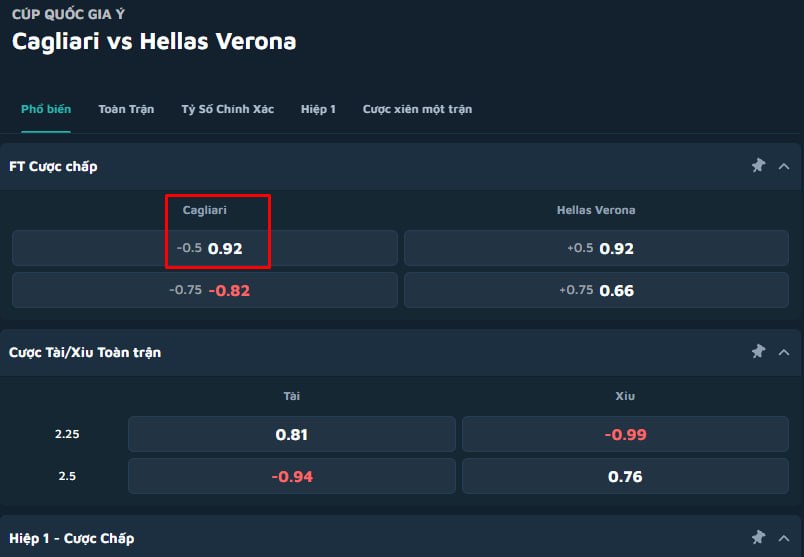 Cagliari vs Hellas Verona