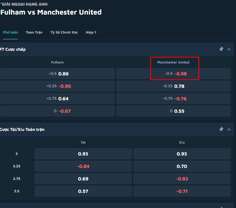Fulham vs Manchester United