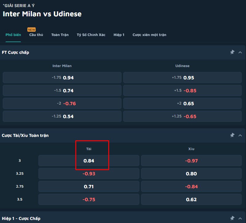 Inter Milan vs Udinese