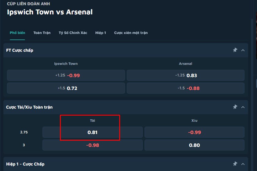 Ipswich Town vs Arsenal