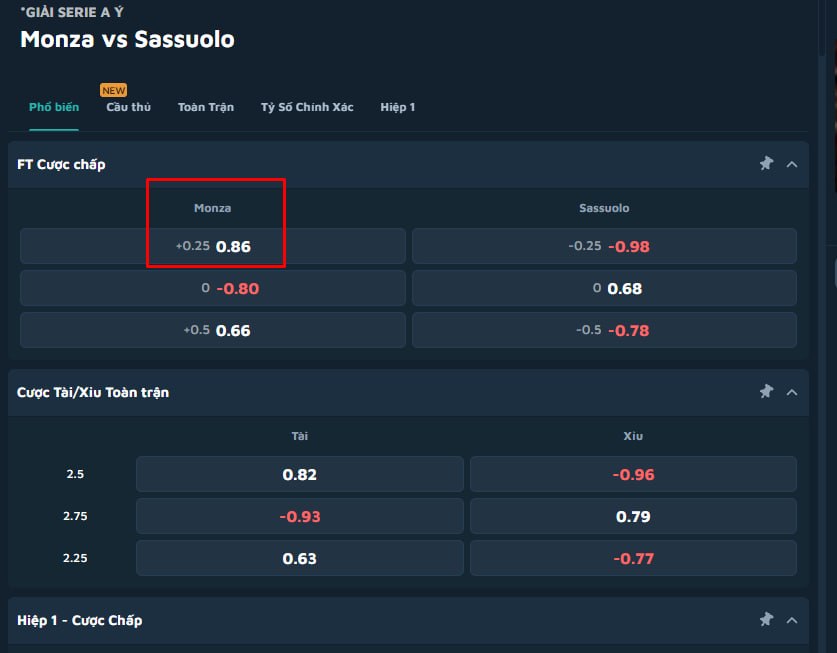 Monza vs Sassuolo
