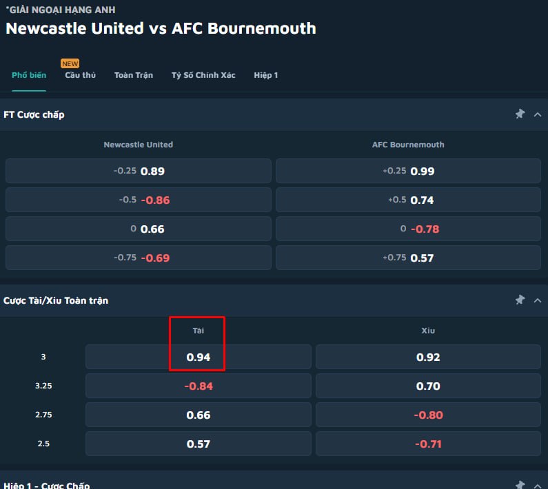 Newcastle United vs AFC Bournemouth