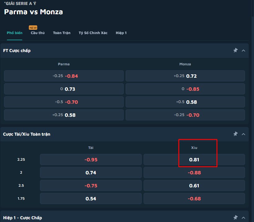 Parma vs Monza