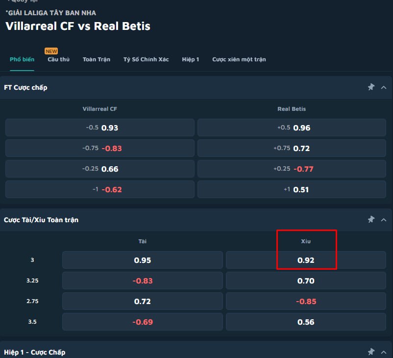 Villarreal CF vs Real Betis